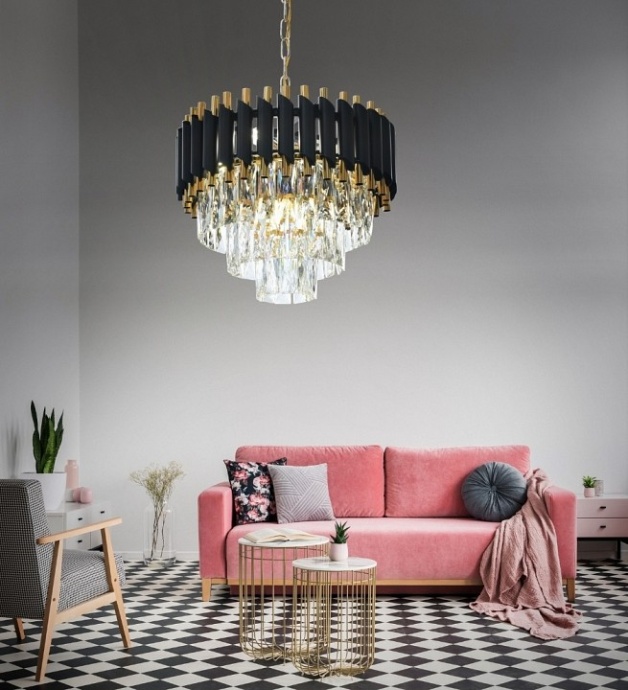 Подвесная люстра LUMINA DECO Funneli LDP 6003-400 BK+F.GD - 4