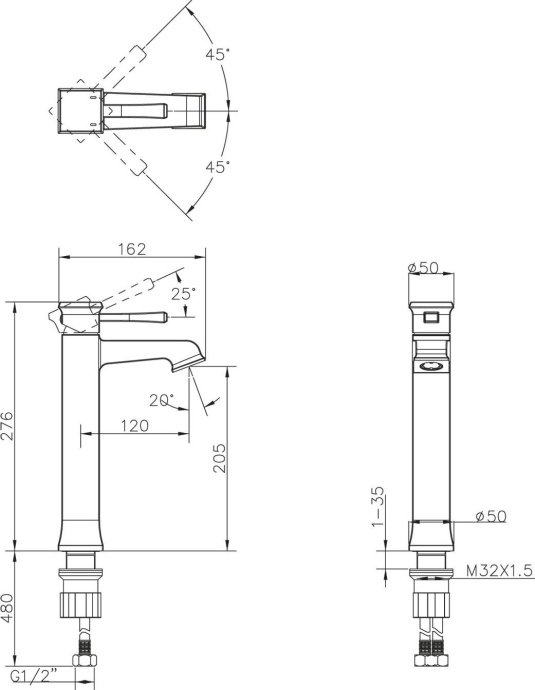 Смеситель BelBagno Mille MIL LMC CRM для раковины MIL-LMC-CRM - 1