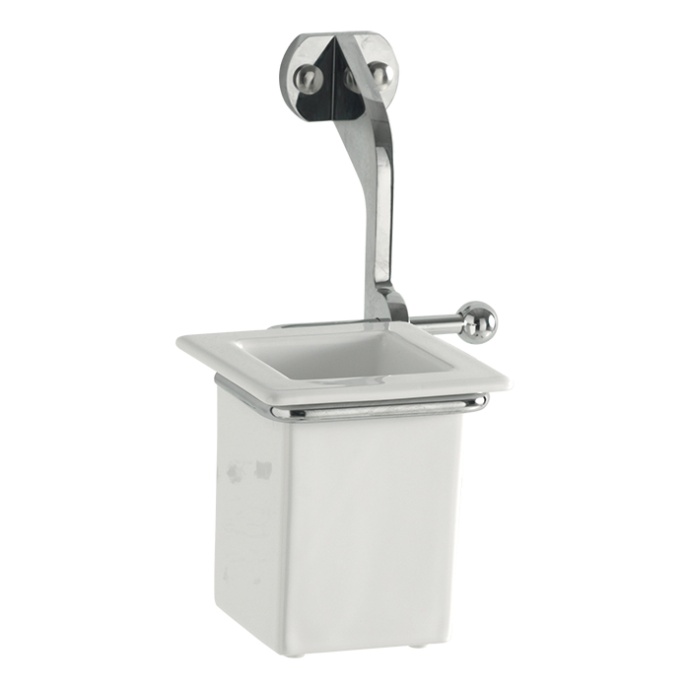 KERASAN Стакан подвесной, стакан керамика белая, держатель хром (СПЕЦ.ЦЕНА из наличия) 741090 - 0