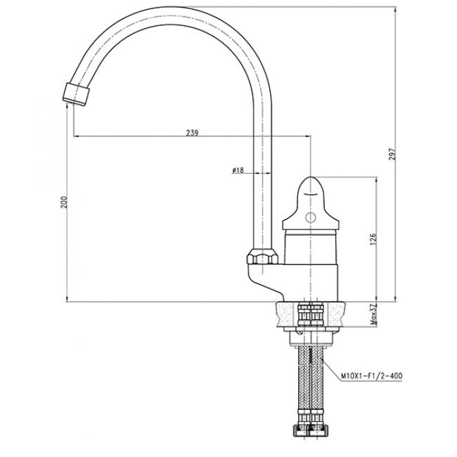 Смеситель Kaiser Athlete 19044 для кухонной мойки, хром - 1