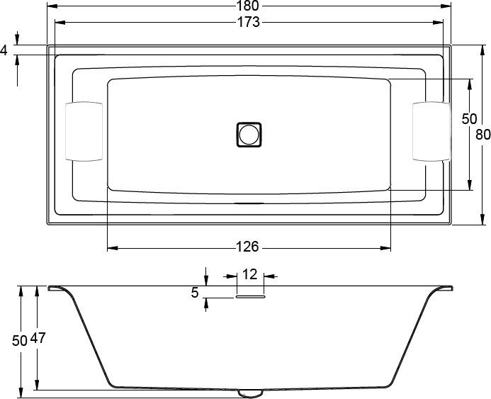 Акриловая ванна Riho Still Square 180x80 два подголовника c подсветкой B099005005 - 7