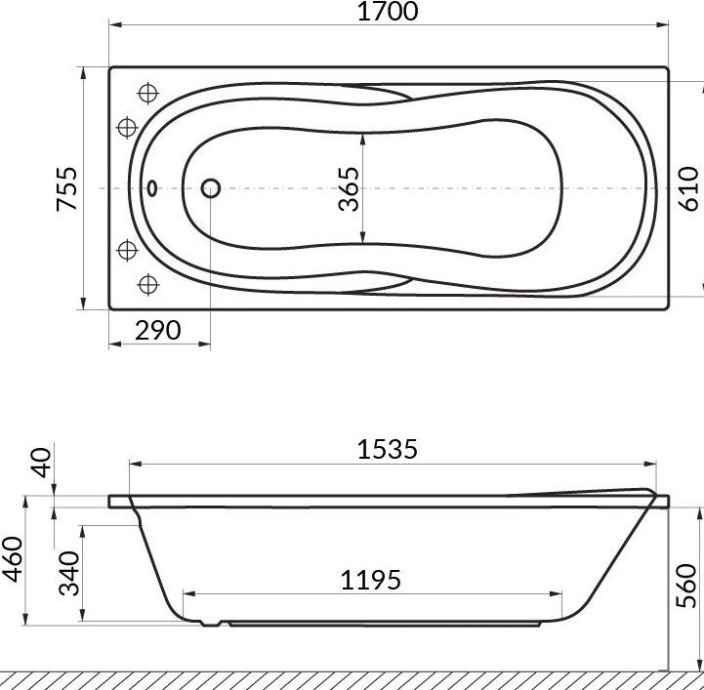 Ванна EXCELLENT Sekwana 170x75 WAEX.SEK17WH - 1