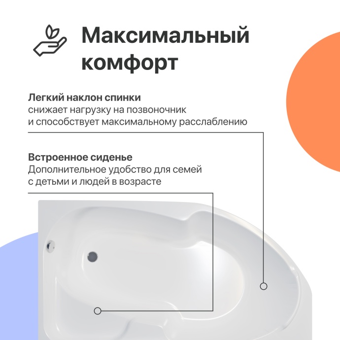 Акриловая ванна DIWO Сочи 170x95 R с каркасом 568020 - 1