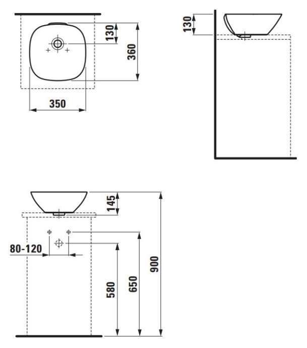 Накладная раковина Laufen Ino 35 см  8.1230.0.000.109.1 - 3