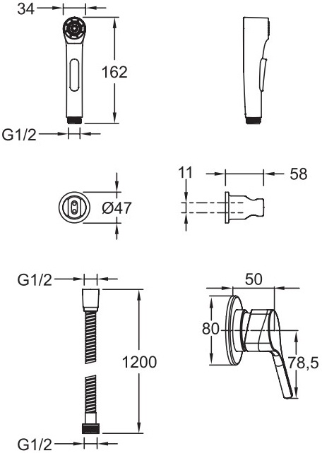 Гигиенический душ Jacob Delafon Elate E24610-BL со смесителем - 1