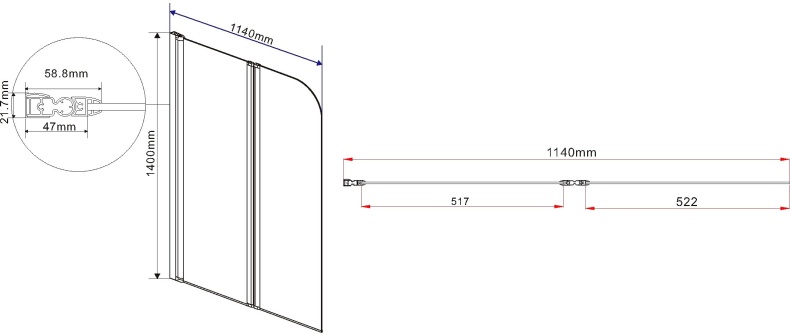 Шторка на ванну Vincea VSB-12114CH-R 114 см, R, профиль хром, стекло шиншилла - 3