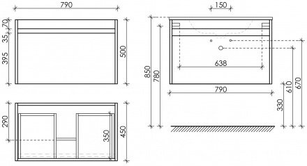Тумба под раковину Sancos Smart 80 белый, глянцевый  SM80W - 3