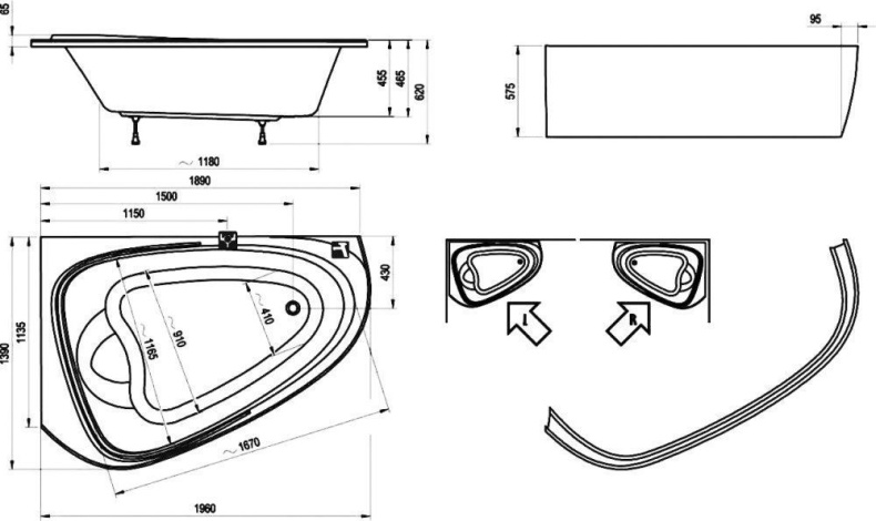Акриловая ванна Ravak LoveStory II 196x139 см  C761000000 - 1