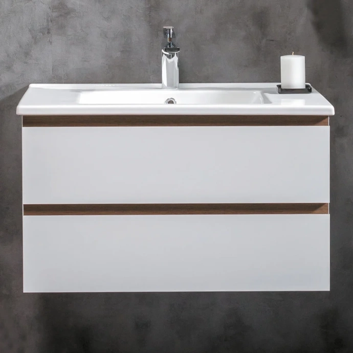 Тумба под раковину Armadi Art Capolda 85 белый ручка дерево 849-085-WW - 0