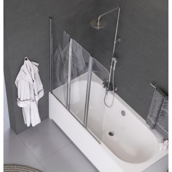 Шторка на ванну Excellent Fliper 120х140 профиль хром стекло прозрачное KAAX.1309.1200.LE - 1