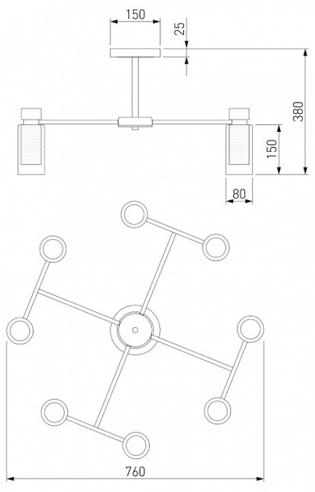 Потолочная люстра Eurosvet Amado 70115/8 черный - 2