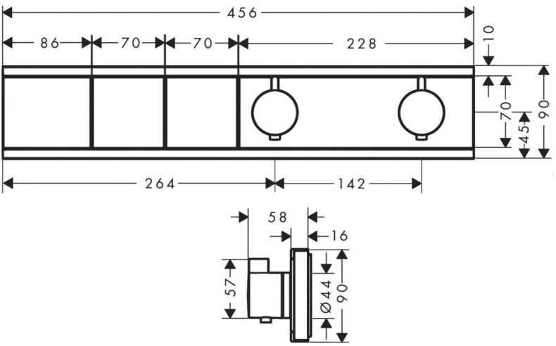 Термостат hansgrohe RainSelect для скрытой установки 2 функции 15380000 - 1