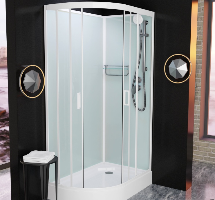 Душевая кабина Frank F412R White правосторонняя б/к Без крыши 412014 - 1