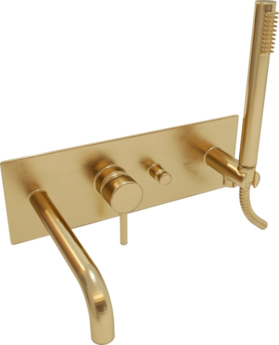 Смеситель Paffoni Light LIG001HGSP С ВНУТРЕННЕЙ ЧАСТЬЮ, для ванны с душем, золото медовое брашированное - 0