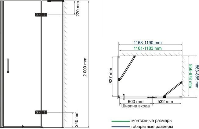 Душевой уголок Wasserkraft Aller Black 10H07RB 120x90 см 10H07RBLACK - 4