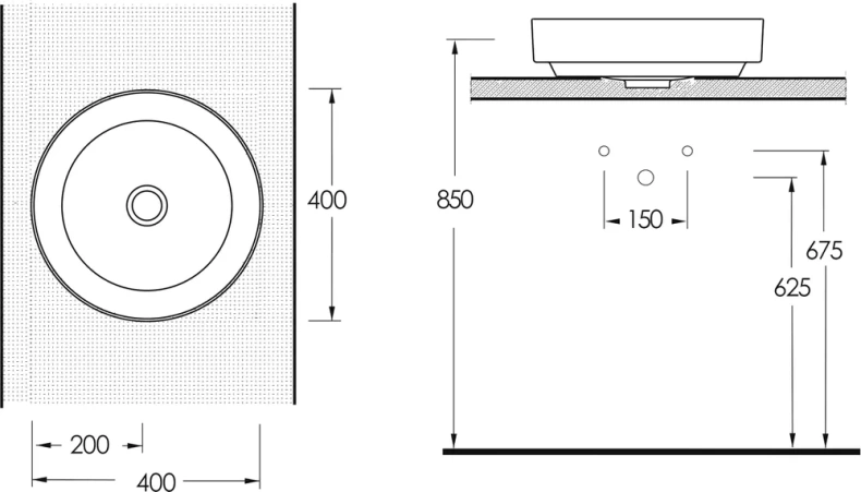 Раковина накладная beWash Alster 40 белый 86401001 - 2