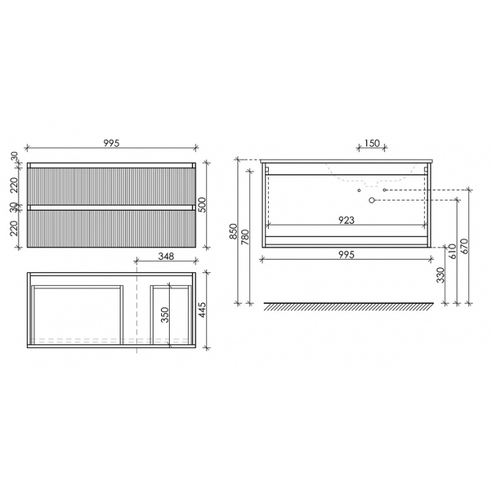 Тумба под раковину Sancos Snob T правая 99х44 белая SNT100RW - 3