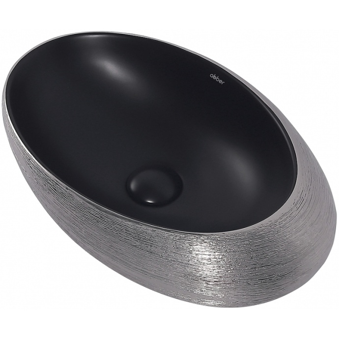 Накладная раковина Abber Bequem 49 черная матовая с серебром AC2107BS - 1