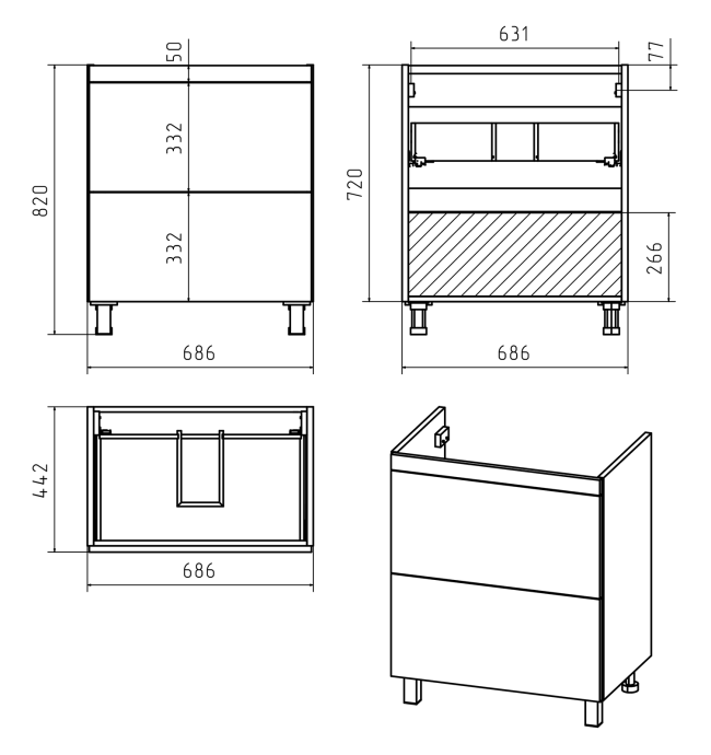 Тумба с раковиной Misty Атлантик 70 белый - 5
