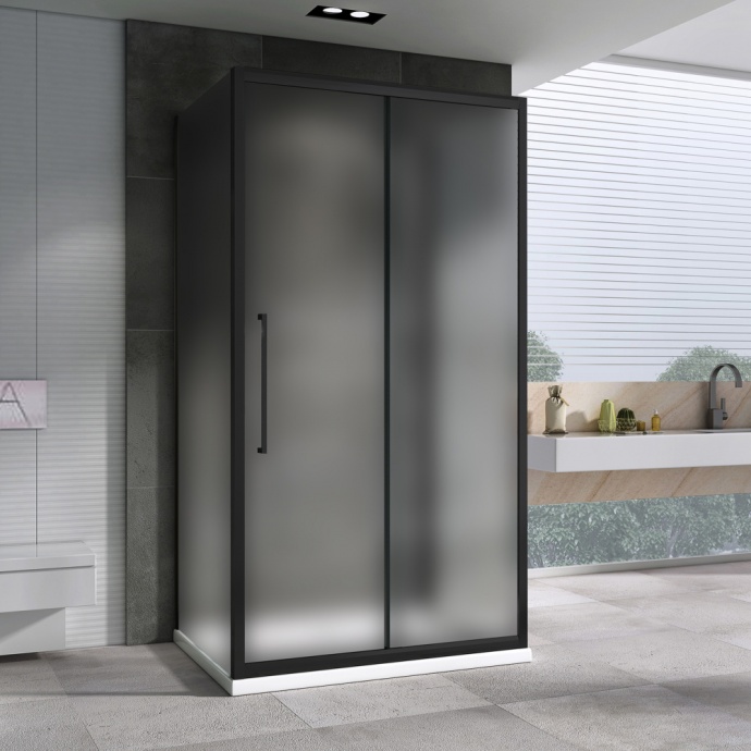 Душевой уголок Abber Schwarzer Diamant 100x90 профиль черный стекло матовое AG30100BMH-S90BM-S90BM - 1