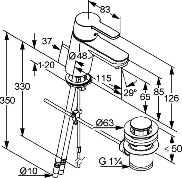 Смеситель для раковины Kludi  хром  372810575 - 5