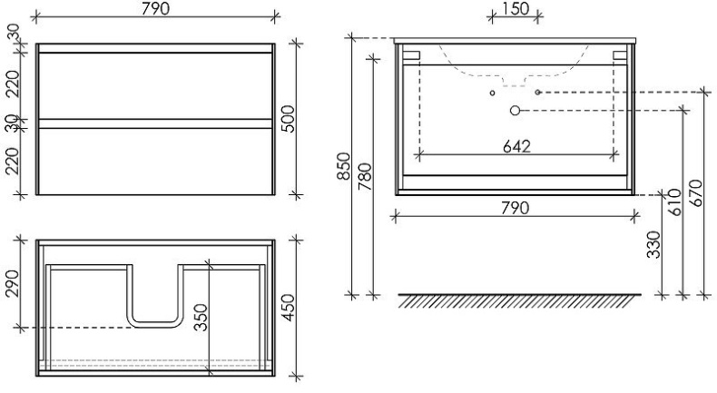 Тумба под раковину подвесная Sancos Cento 80 белая глянцевая CN80W - 4