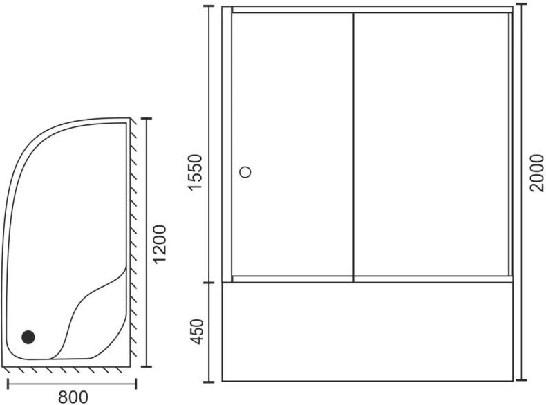 Душевой уголок Royal Bath ВК 120х80 R с поддоном профиль черный стекло прозрачное RB8120BK-T-BL-R - 5