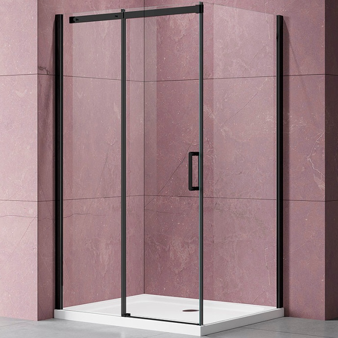 Душевой уголок Vincea Dice 140х80 черный стекло прозрачное VSR-4D8014CLB - 0