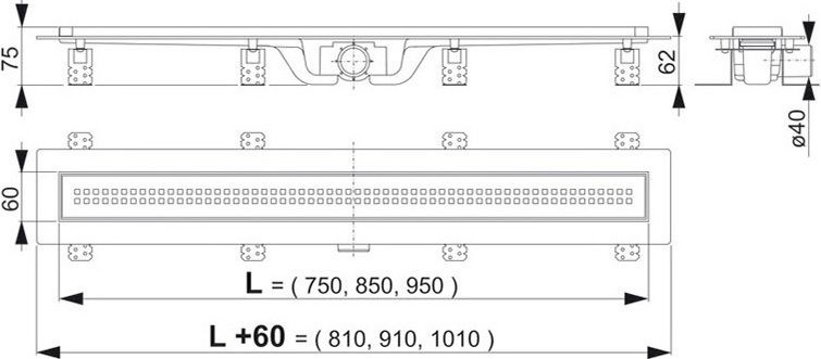 Душевой лоток AlcaPlast APZ9-Simple 950 с решеткой и опорами APZ9-950M - 1