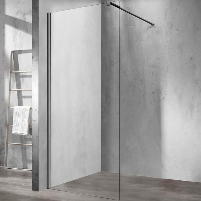 Душевая перегородка Vincea Walk-In 80х200 вороненая сталь стекло прозрачное VSW-1H800CLGM - 0