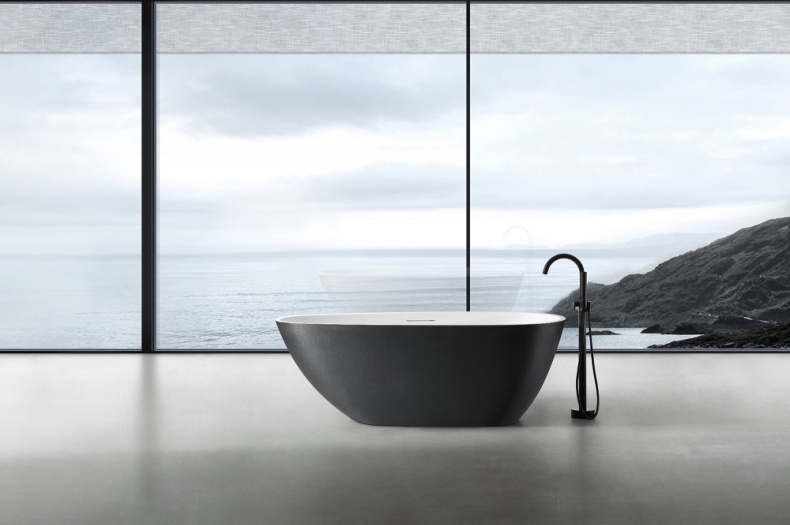 Ванна из искусственного камня ABBER Dortmund AM9911BW черно-белая матовая - 1