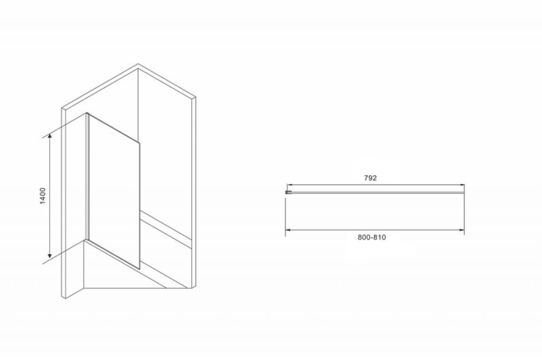 Шторка на ванну ABBER Immer Offen 80х140 профиль черный  AG71080B - 2