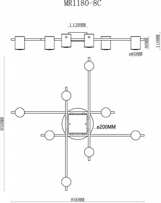 Потолочная люстра MyFar Gella MR1180-8C - 1