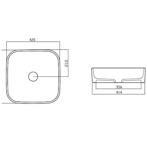 Раковина накладная Gural Vit Nova 42х42 белая NO28MUL00 - 1