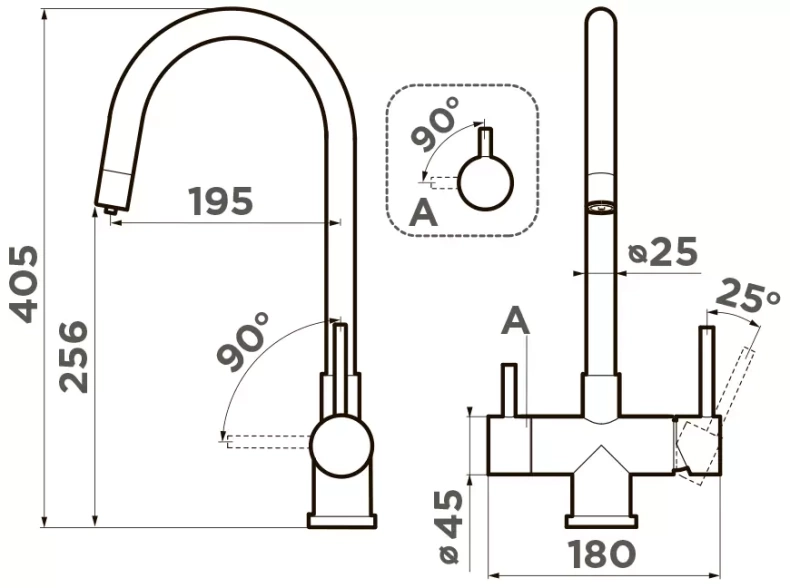 Смеситель для кухни Omoikiri Akita графит  4994354 - 3