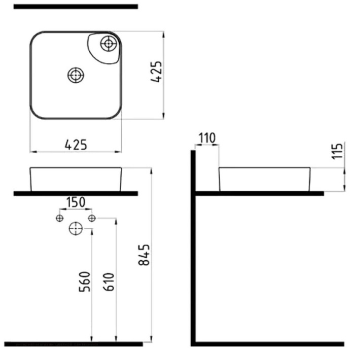 Раковина накладная Bien Flame 42 золото - белый FALG04302FD1G2000 - 1
