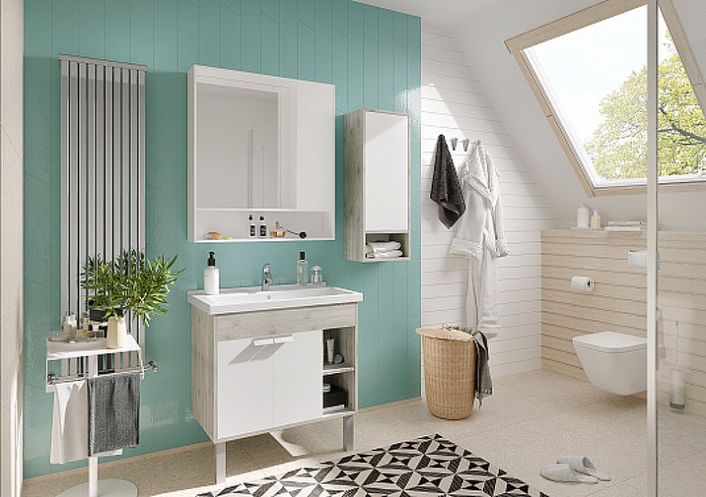 Тумба с раковиной Aquaton Флай 80 белый-светлое дерево 1A2374K0FAX10 - 4