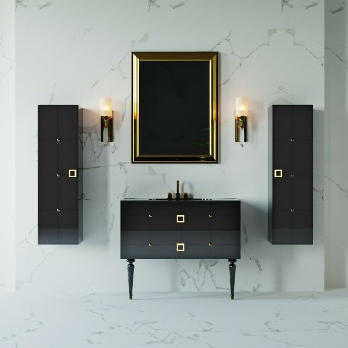 Тумба под раковину Armadi Art Vallessi Avangarde Piazza 80 черный - золото 841-080-BG - 4