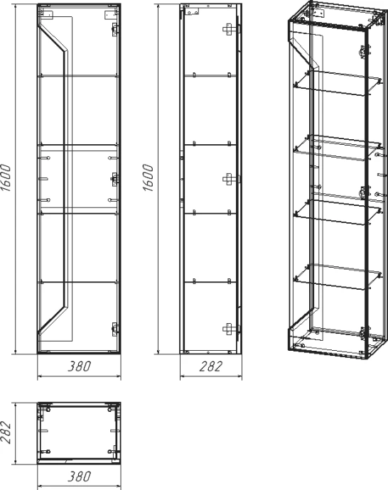 Шкаф-пенал Бриклаер Брайтон белый матовый/дуб кера  4627125415746 - 4
