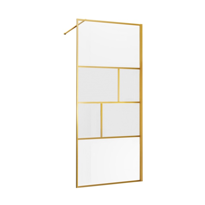 Душевая перегородка Vincea Walk-In 80х200 профиль брашированное золото стекло рифленое  VSW-1HC800CFBG - 2