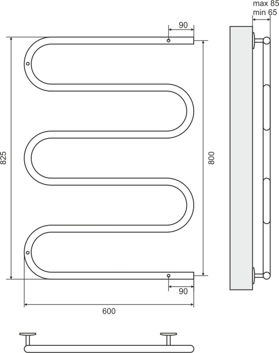 Электрический полотенцесушитель Terminus Ш-образный 600х800 Хром 4620768883972 - 2