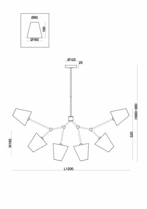Люстра на штанге Freya Hats FR5370CL-06B - 1