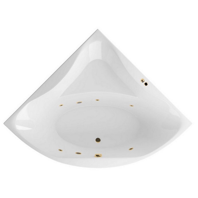 Ванна акриловая Excellent Glamour Soft 150х150 с гидромассажем белый - золото WAEX.GLA15.SOFT.GL - 0