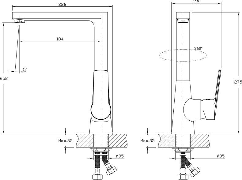 Смеситель для кухонной мойки RUSH Balearic  BA3935-23 - 1