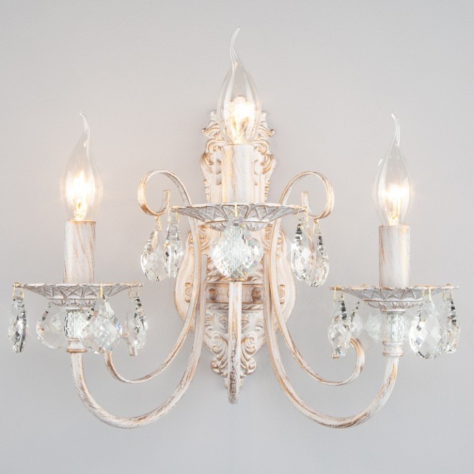 Бра Eurosvet Alda 3305/3  белый с золотом/прозрачный хрусталь Strotskis - 0