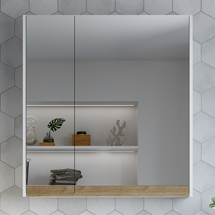 Зеркало-шкаф STWORKI Стокгольм 80 , навесной, белый, под дерево,
квадратный 1A227402SG010 - 0