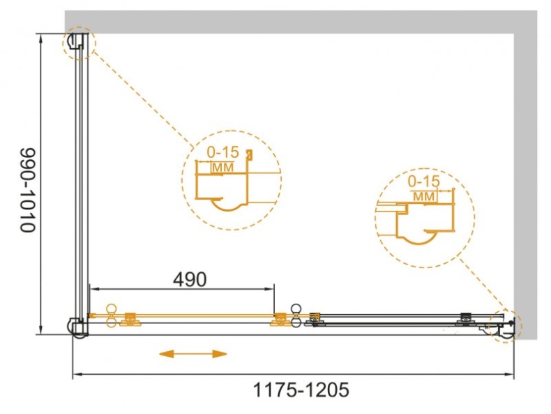 Душевой уголок Cezares Giubileo-AH-1 стекло с узором, золото GIUBILEO-AH-1-120/90-SCORREVOLE-CP-G - 5