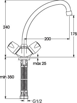 Смеситель для кухонной мойки Vidima Iskar хром  BA168AA - 1