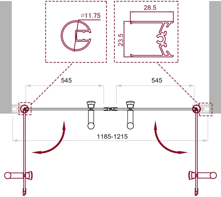 Душевая дверь BelBagno Uno 120 стекло прозрачное  UNO-B-2-120-C-Cr - 1