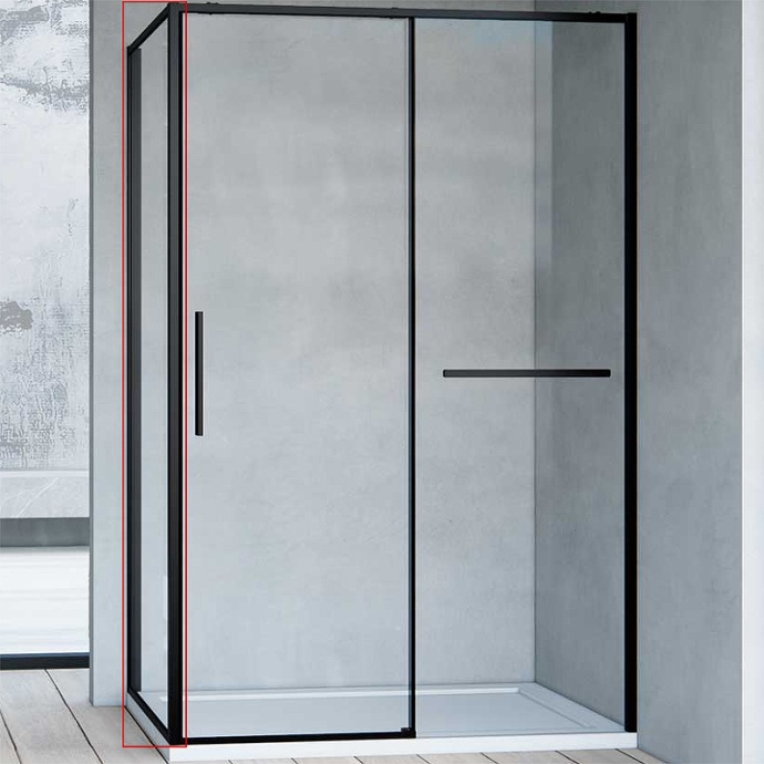 Боковая стенка Vincea Slim Soft 80х200 профиль черный стекло прозрачное VSG-1SS800CLB - 1